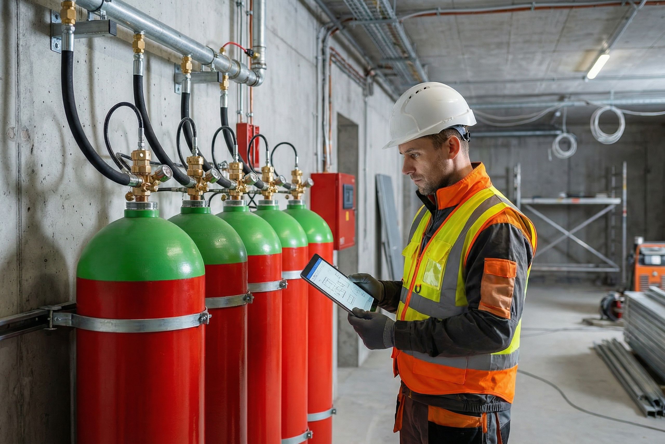 Stałe urządzenie gaśnicze gazowe – instalacja
